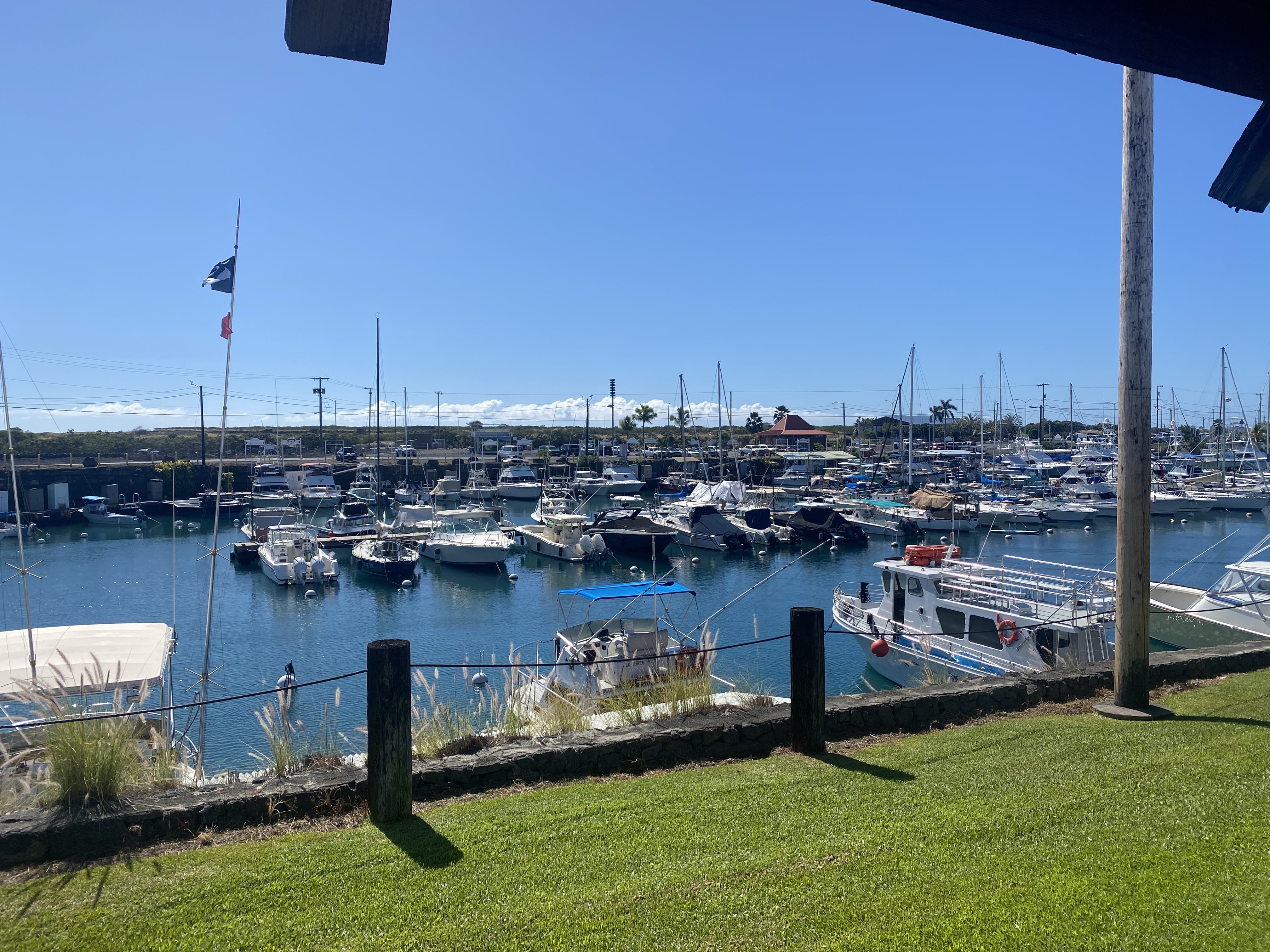 Boats at Honokōhau Harbor along the North Kona shoreline