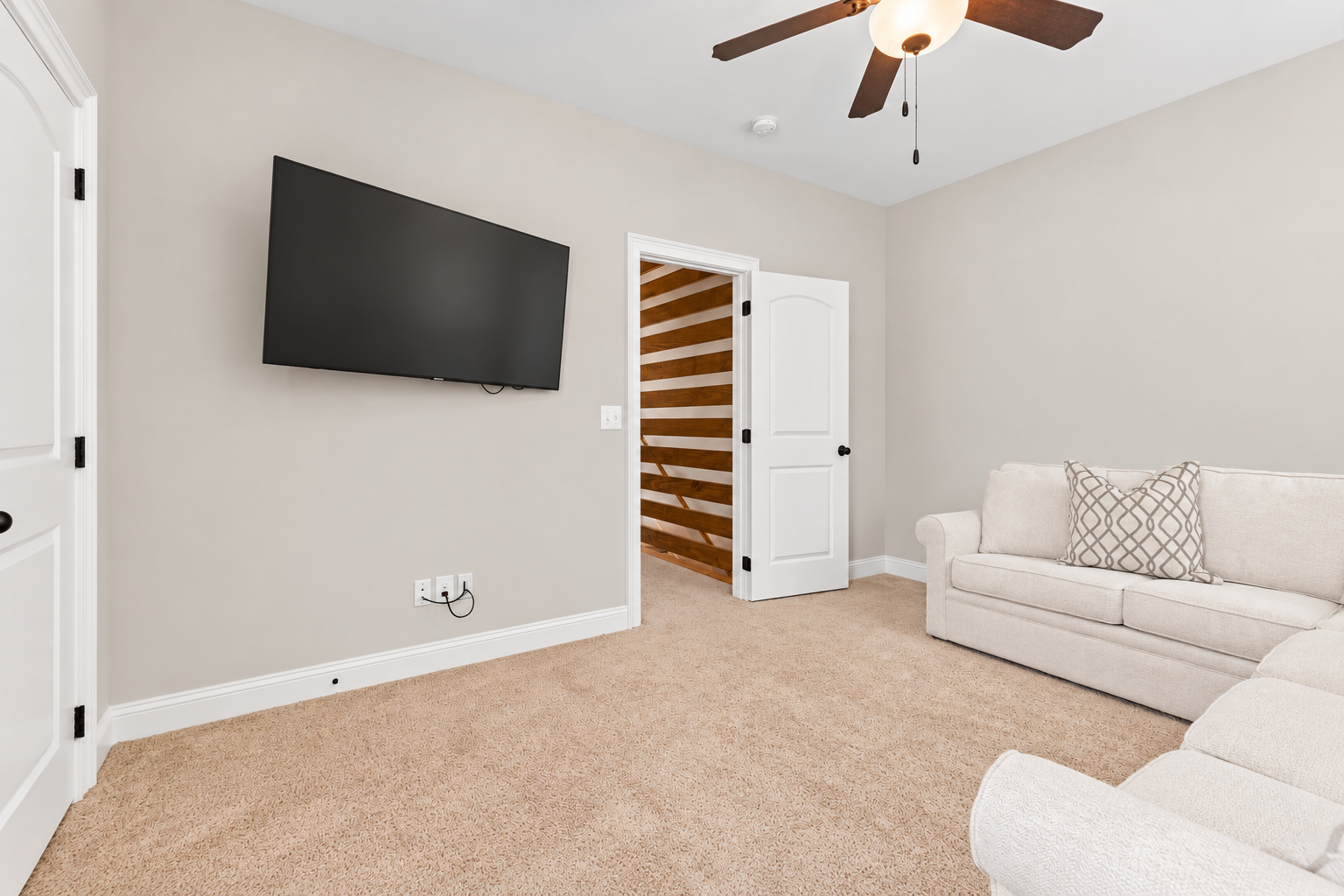 Modern living room with wood accents at 1537 Dartmouth Dr, Auburn AL
