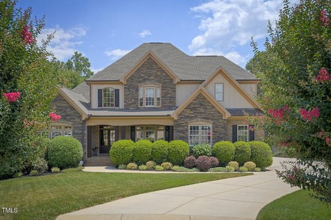 Wakefield neighborhood home in North Raleigh with mature trees