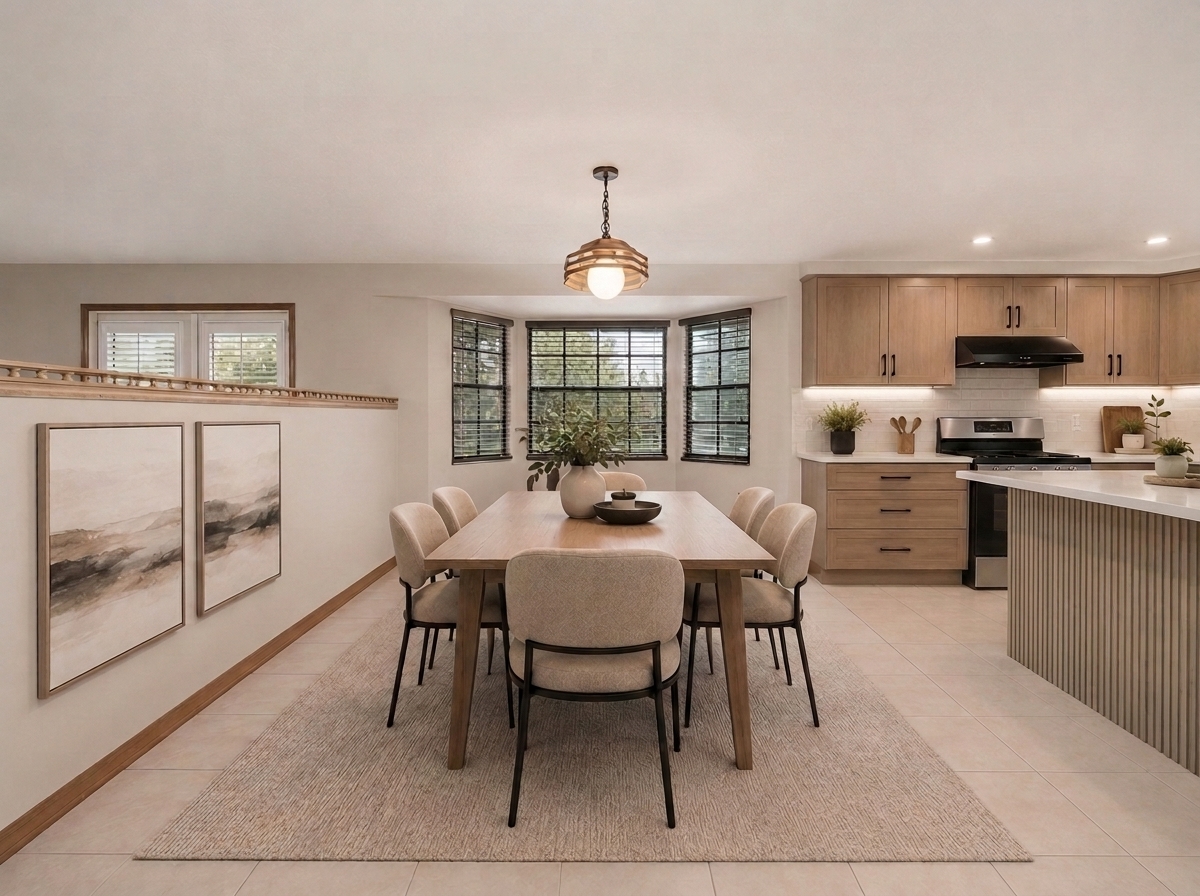 AI-reimagined modern dining area at 665 Moon Ranch Road Sebring FL