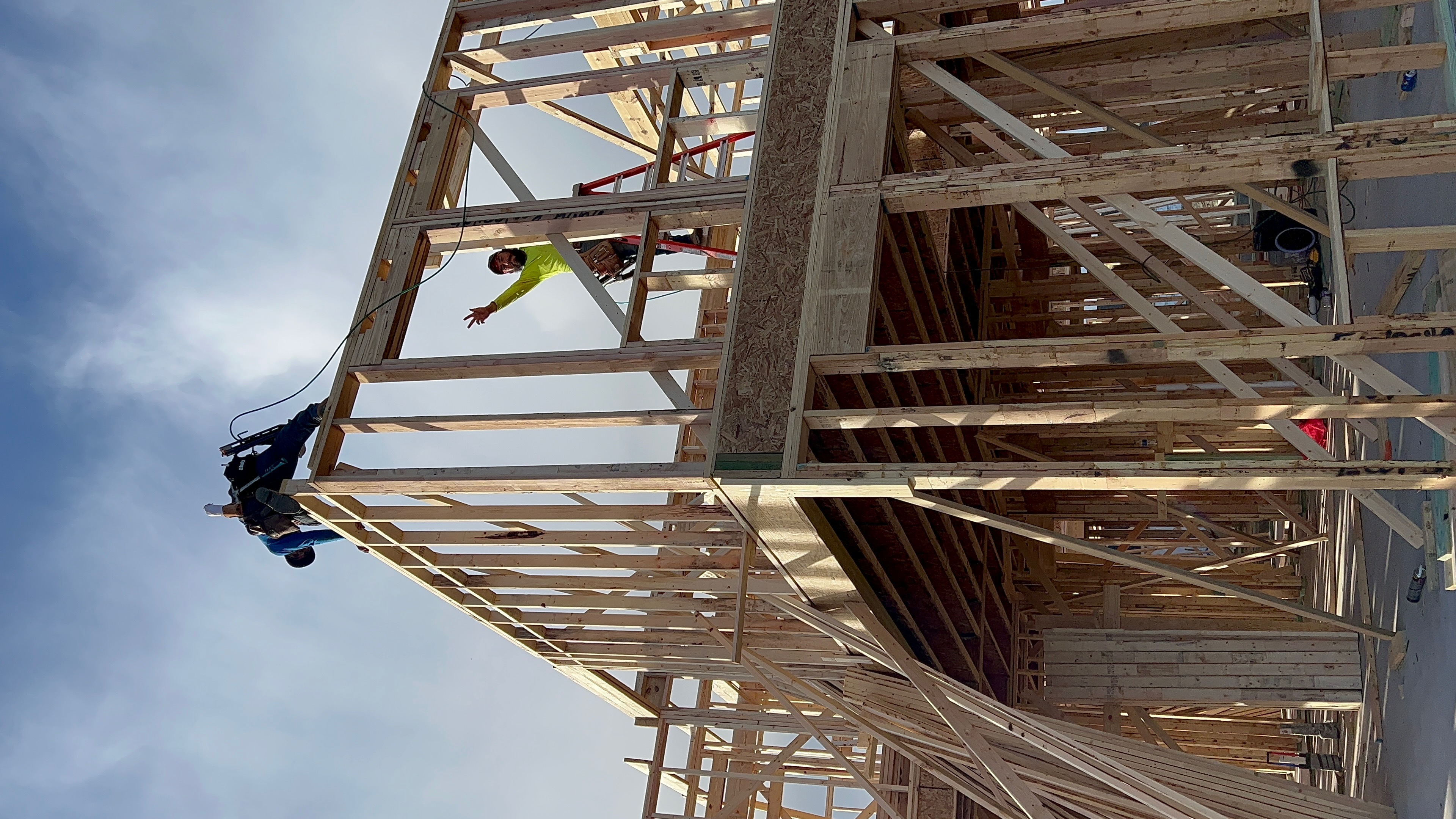 Active construction workers framing a new home in Northeast Texas