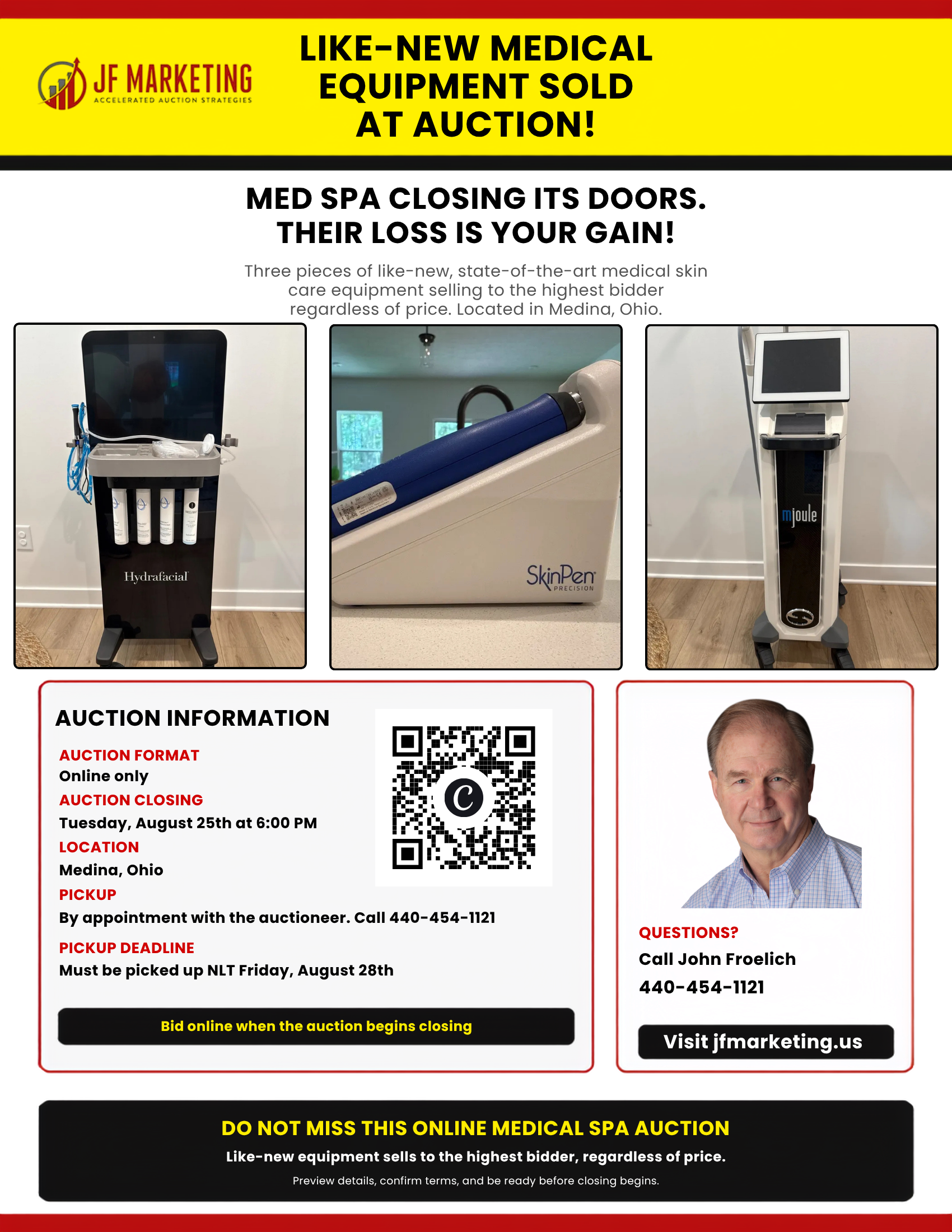 Medical Spa Equipment Auction, online bidding now open