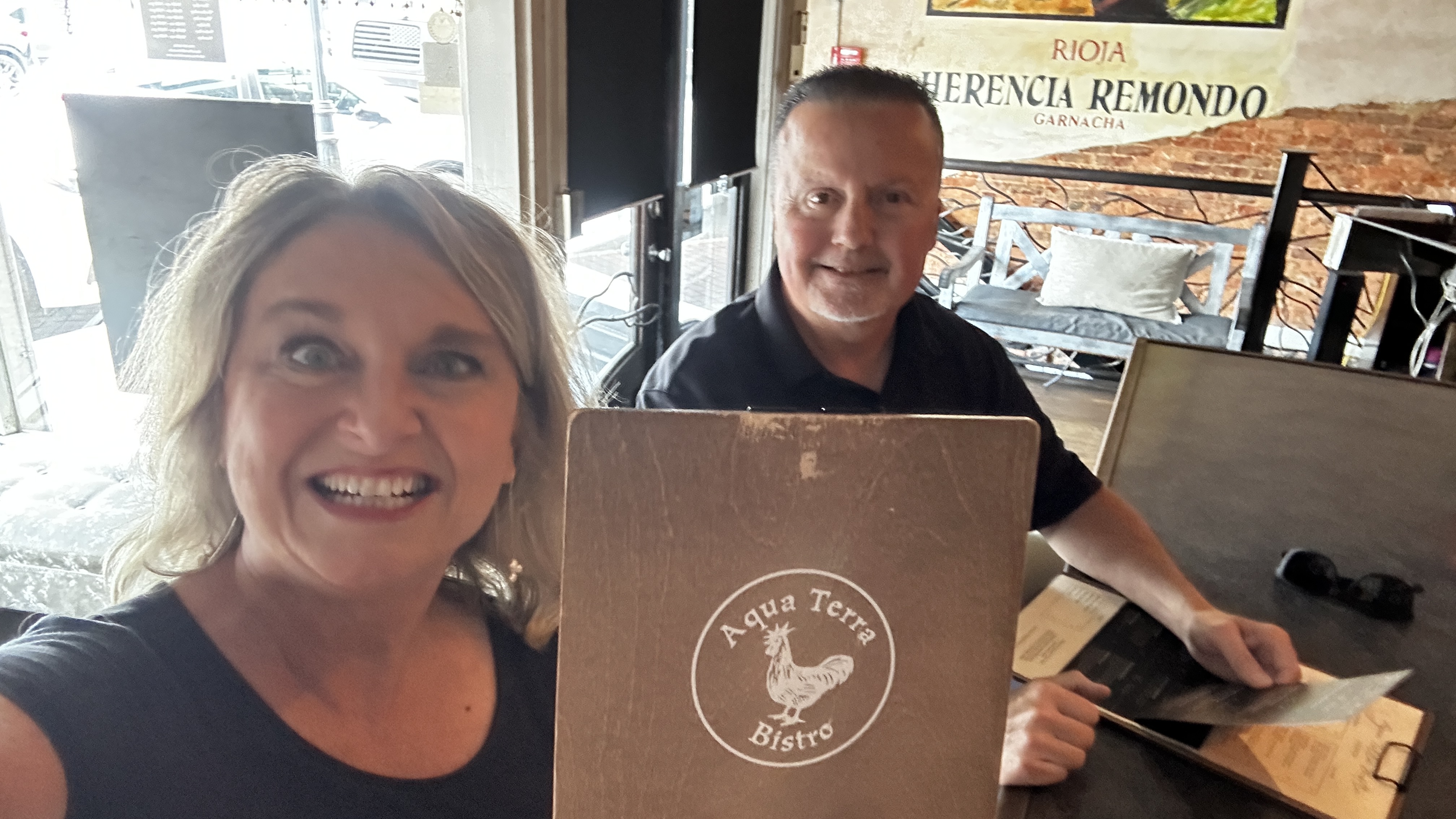 Lisa and Tim Harris at Aqua Terra Bistro fine dining restaurant in downtown Buford Georgia