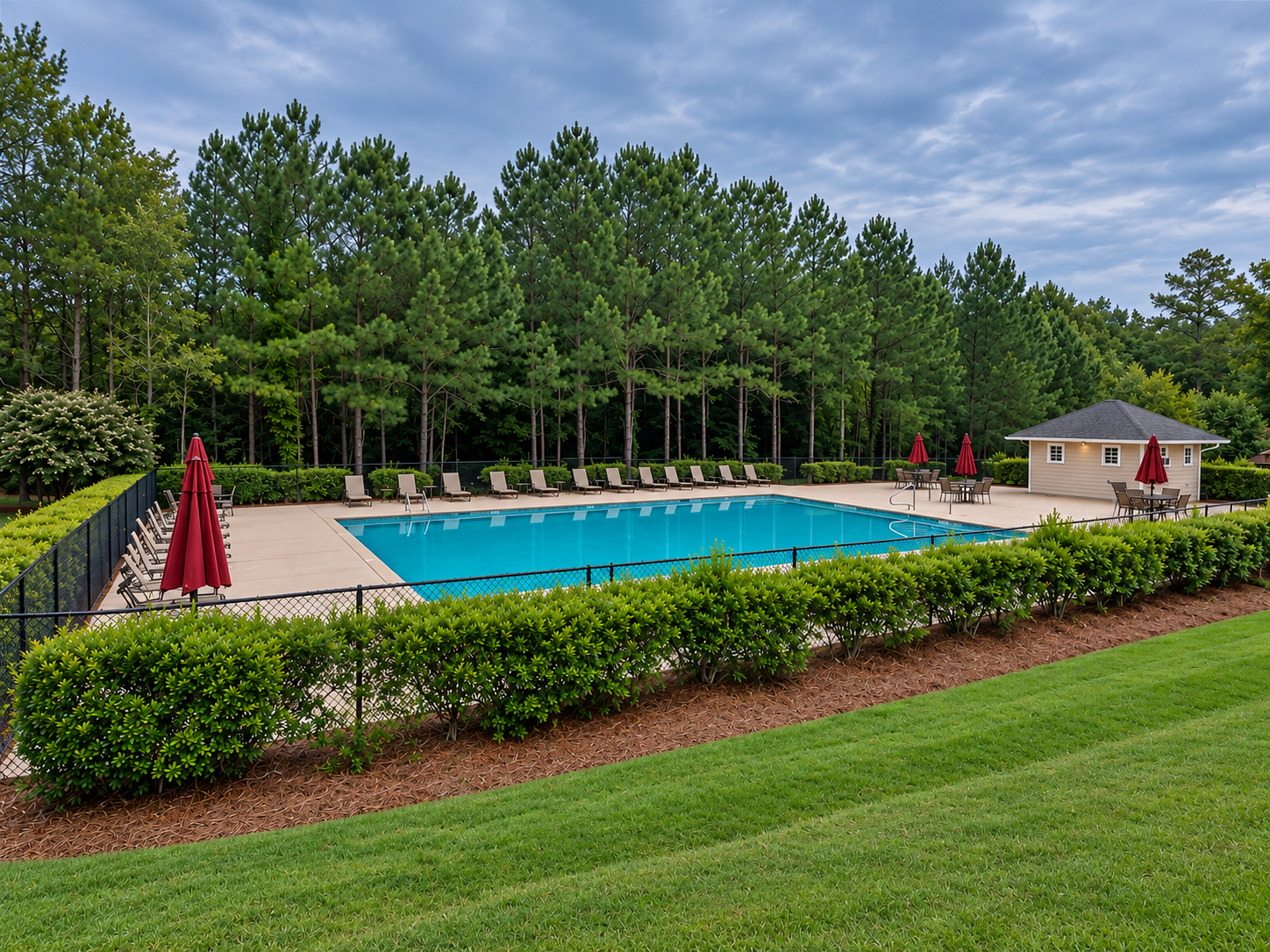 Community pool on a clear day in Moores Mill, Auburn, Alabama