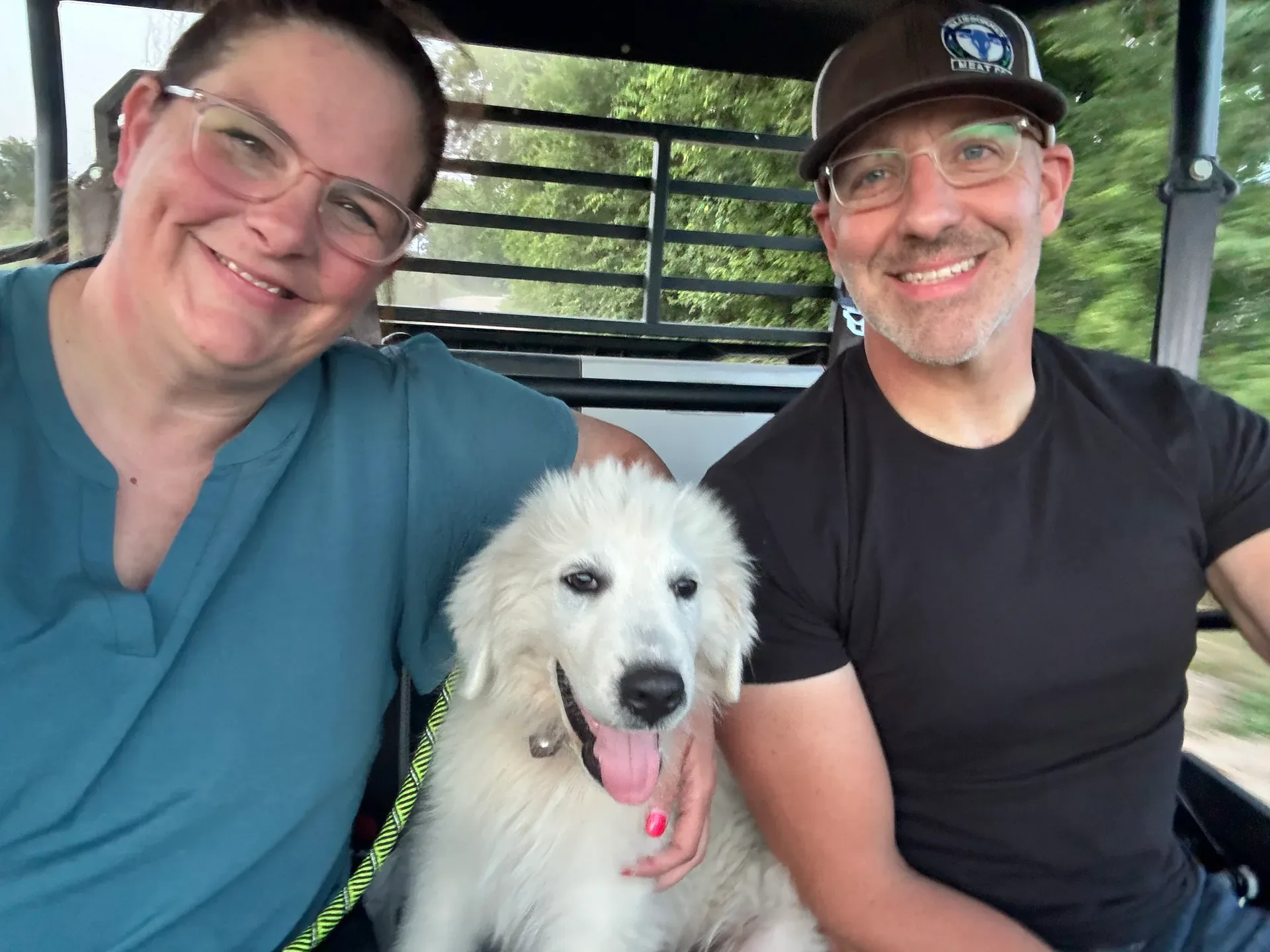 Shannon and Scott Miles enjoying time together with their puppy on a rural Northeast Texas property