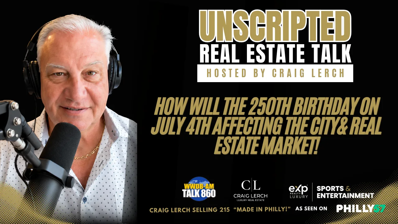 Unscripted Real Estate Talk promotional graphic featuring Craig Lerch with microphone and headset