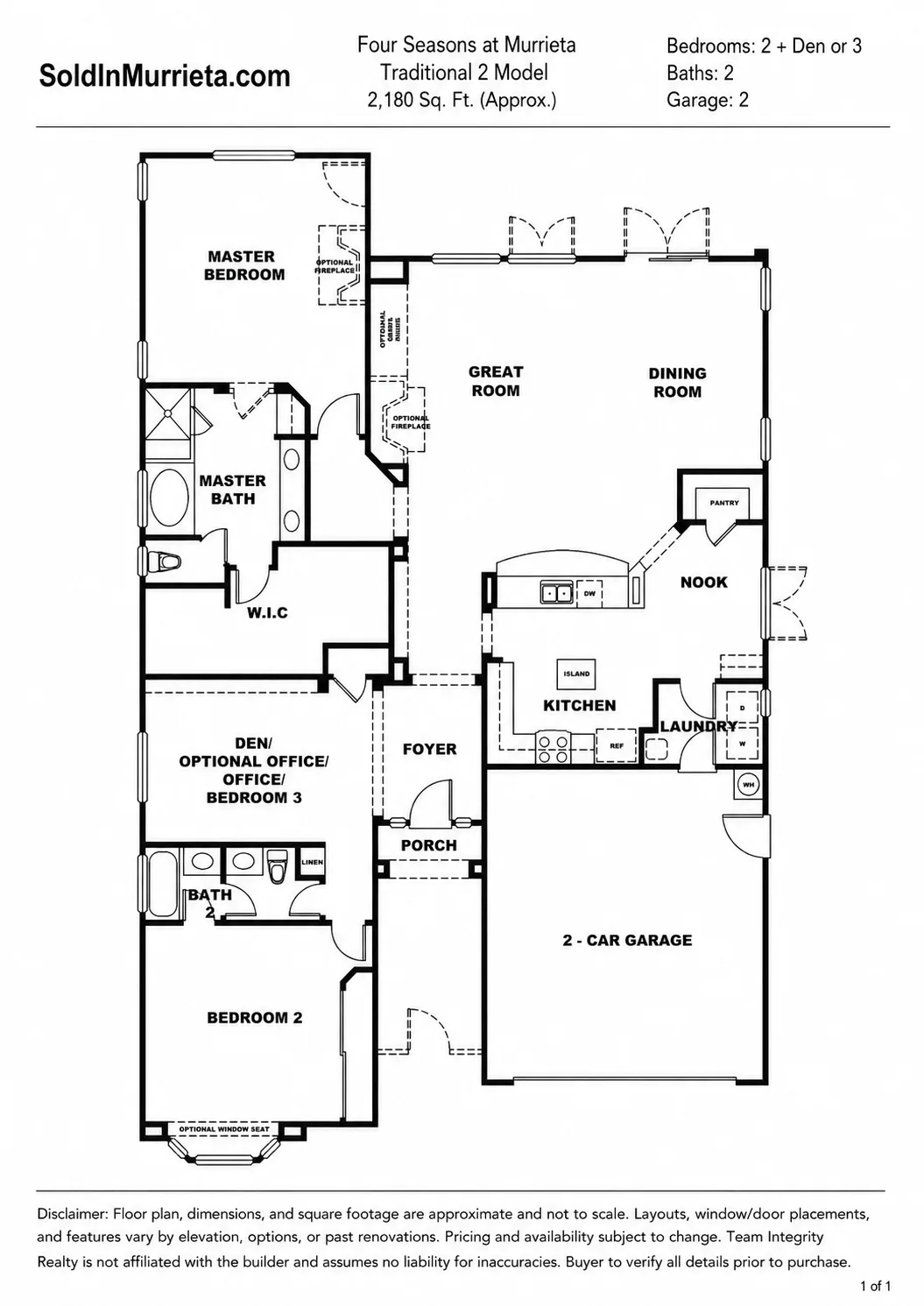 Floor plan for Provincial 3 model at Four Seasons Murrieta