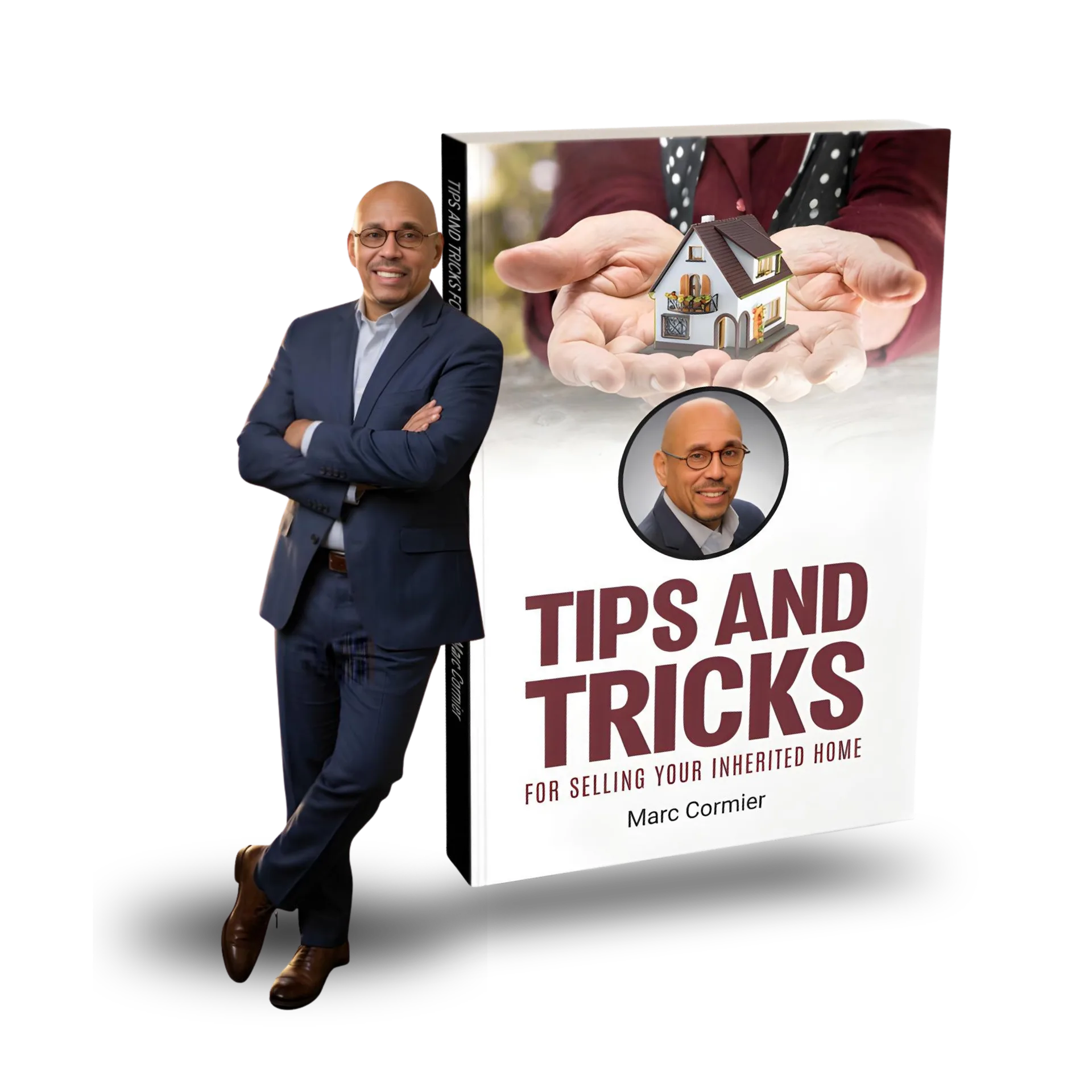 Marc Cormier with his book about selling inherited homes