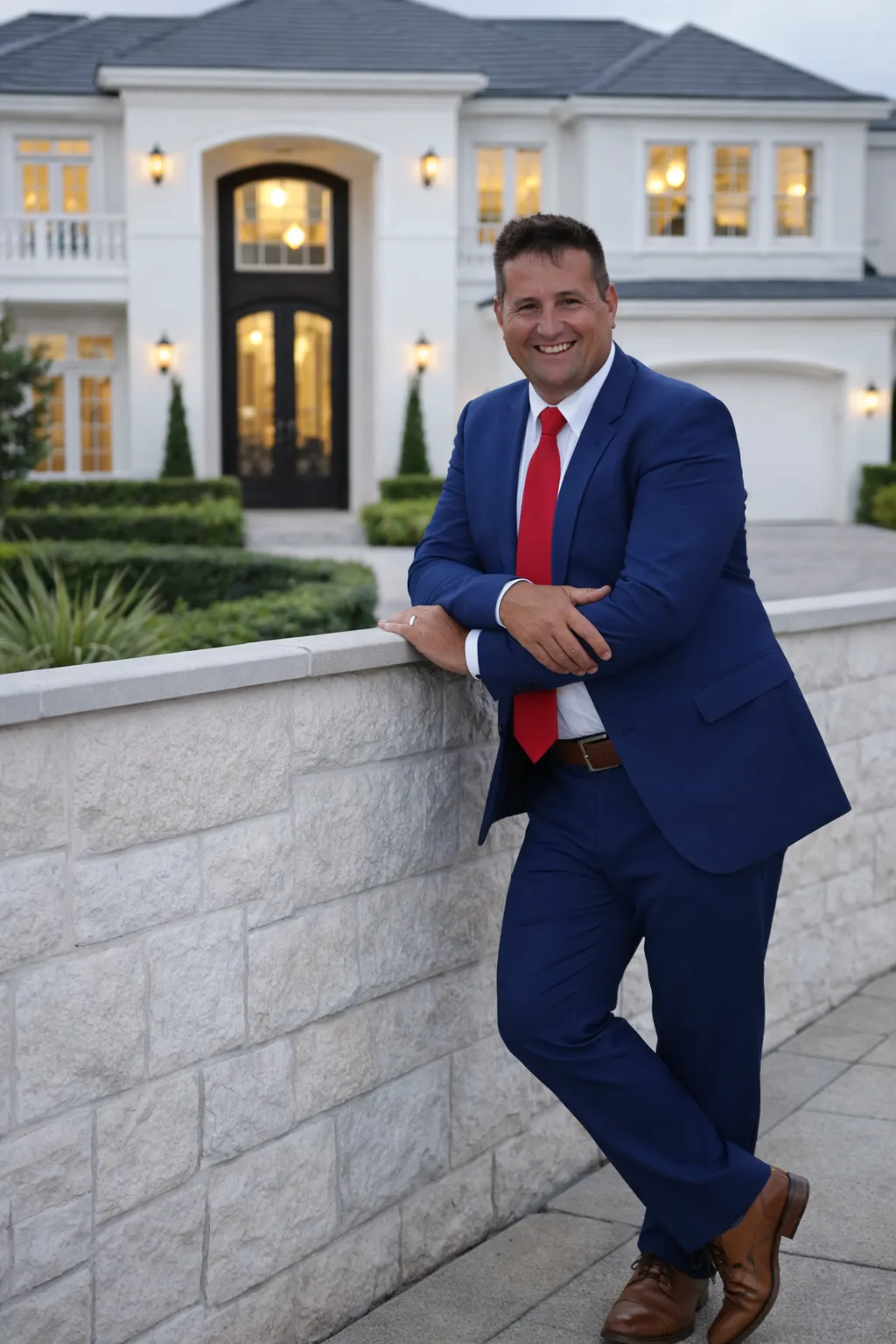 Rob Dietrich standing in front of a large luxury residence