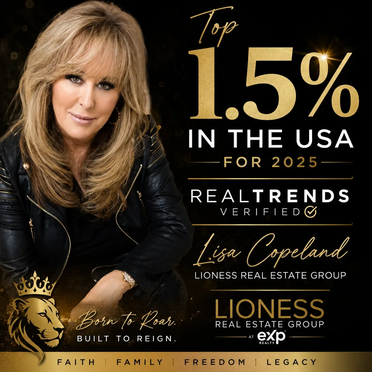 Lisa Copeland ranked in the Top 1.5% of Agents in the USA for 2025