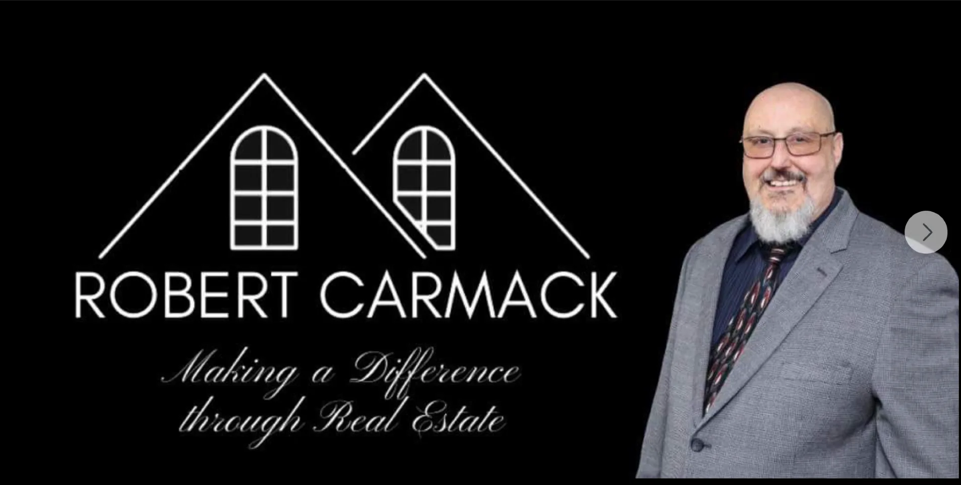 Robert Carmack Realtor logo, a white house icon with the name Robert Carmack and the slogan Making a Difference through Real Estate