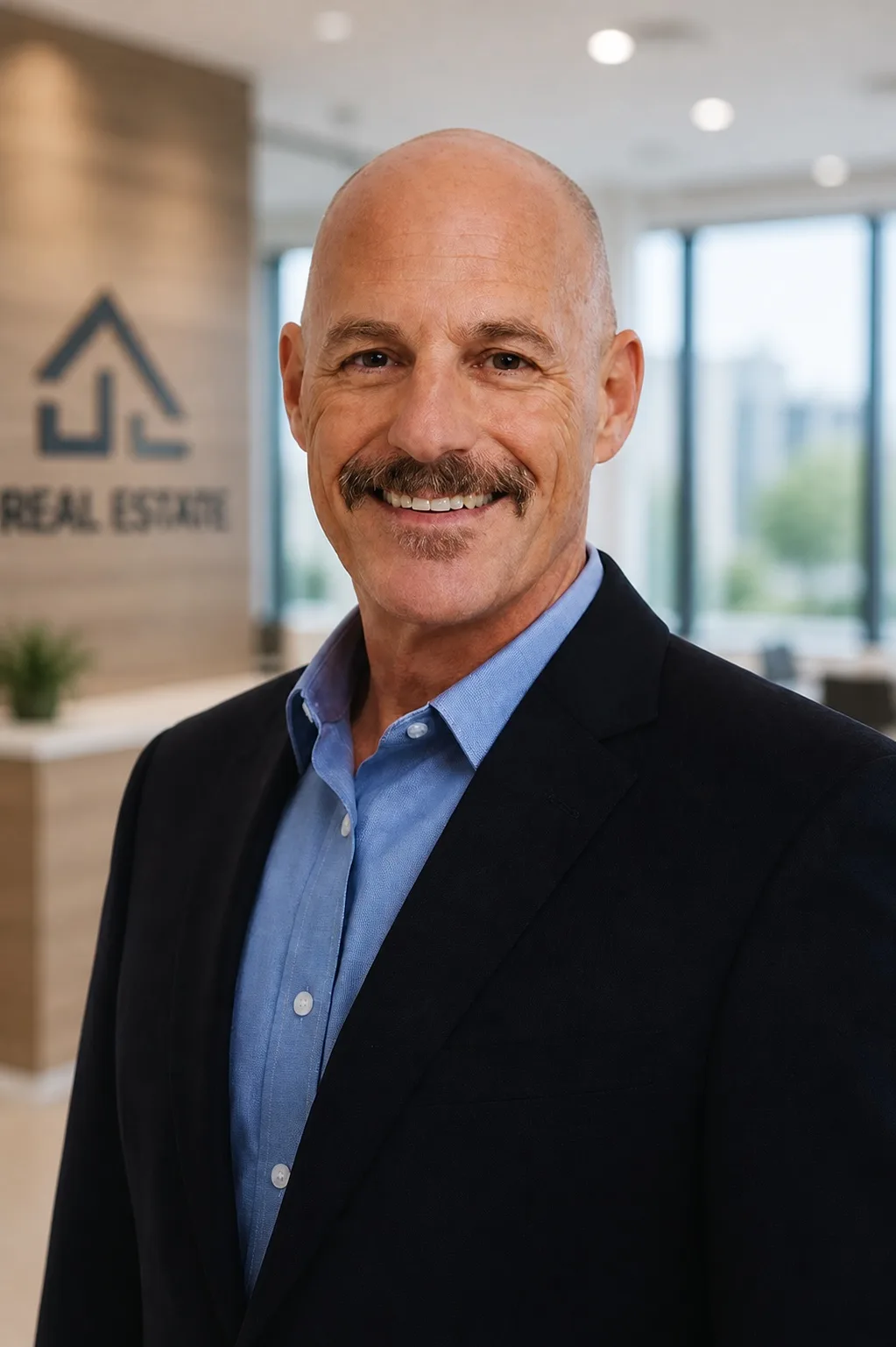 Peter Schardt, real estate agent in Novato and Petaluma, smiling in a blue shirt and navy blazer