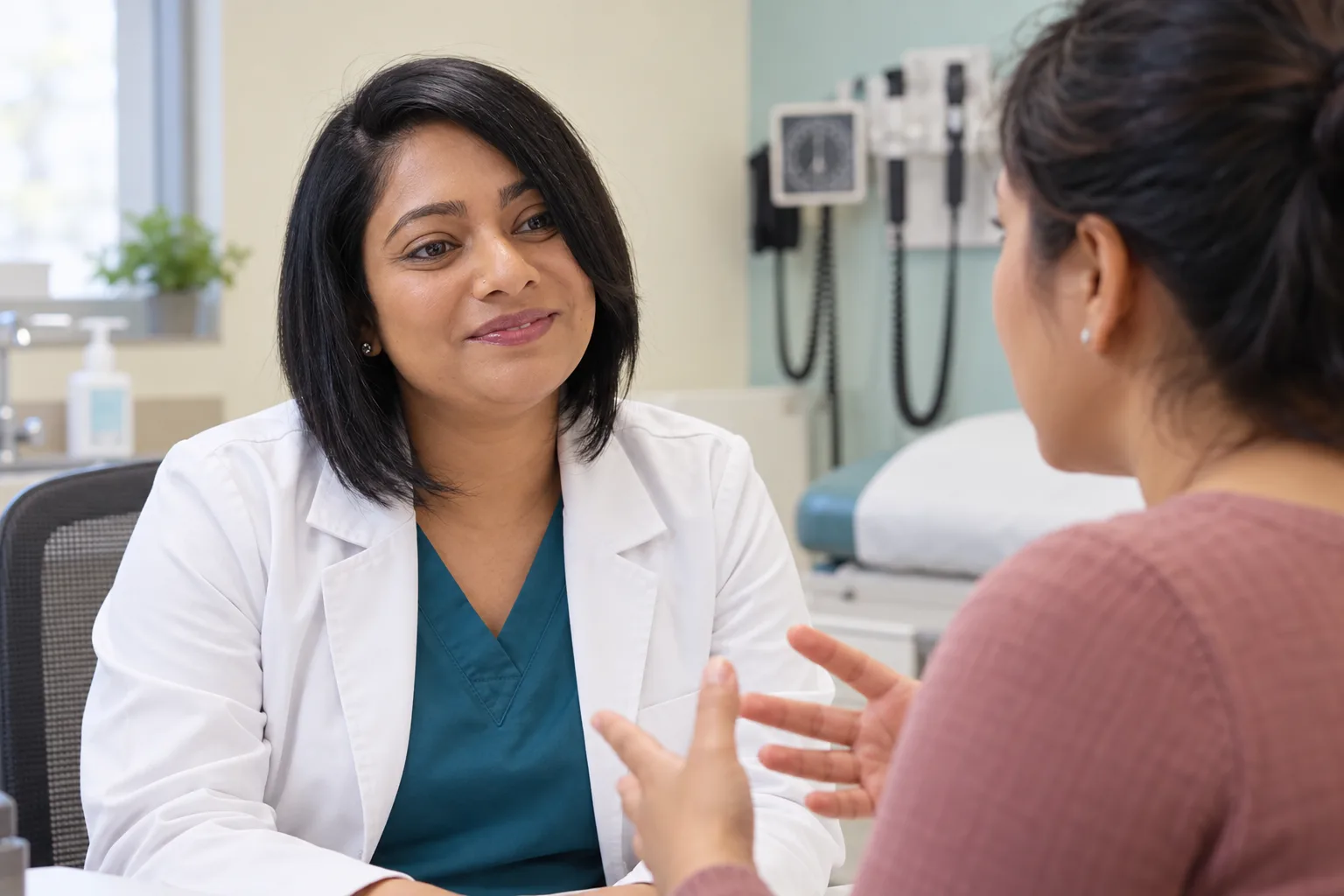 Clinician listening during a consultation