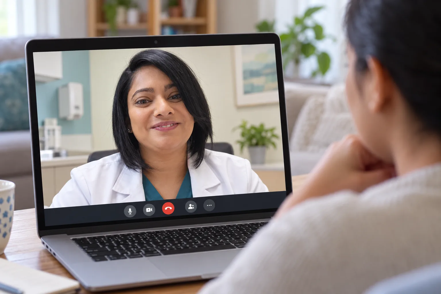 Patient on a video call with a provider