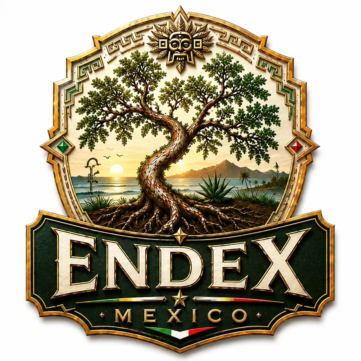 EndEx Mexico gold and black crest logo