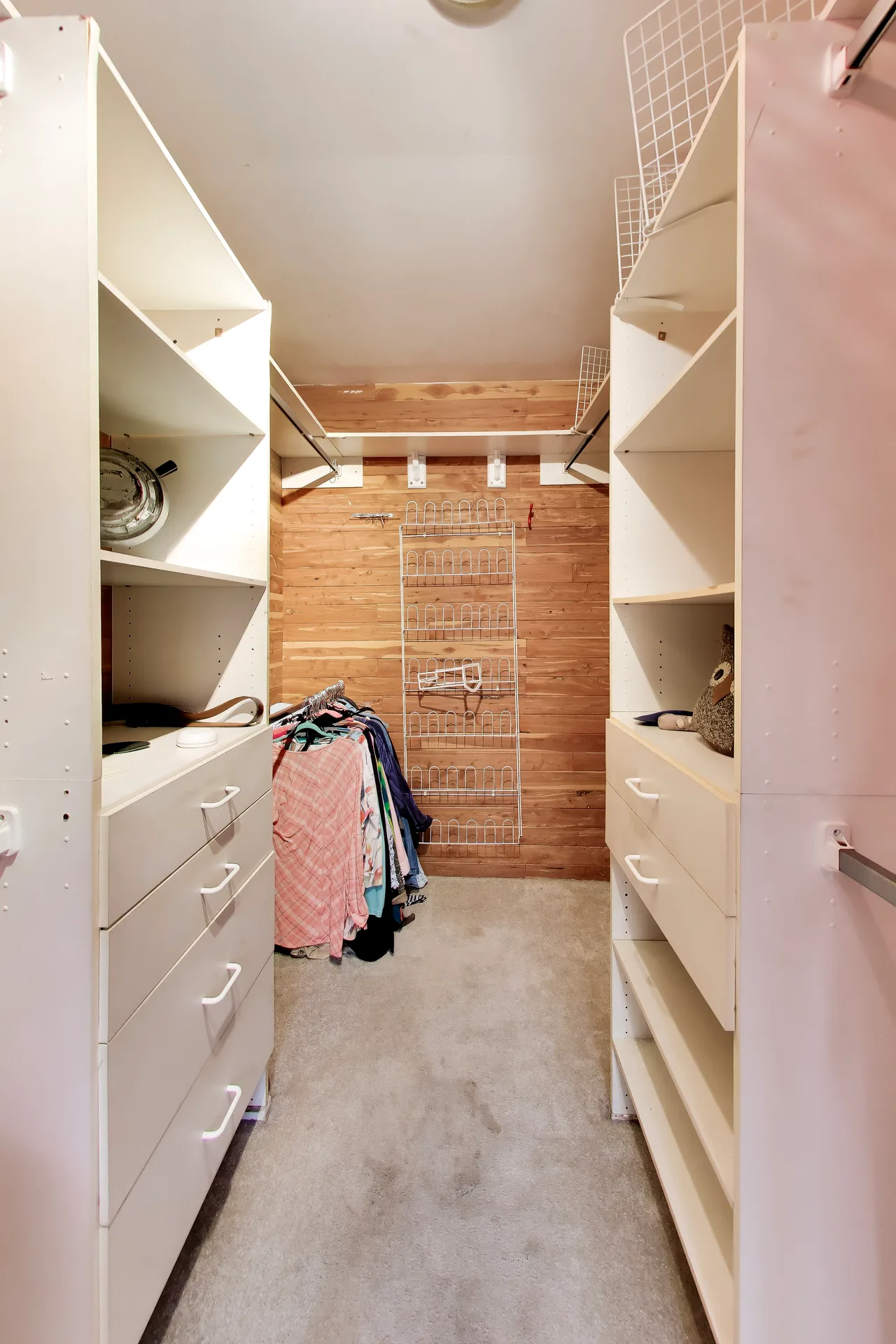 Cedar-lined walk-in closet with built-in shelving