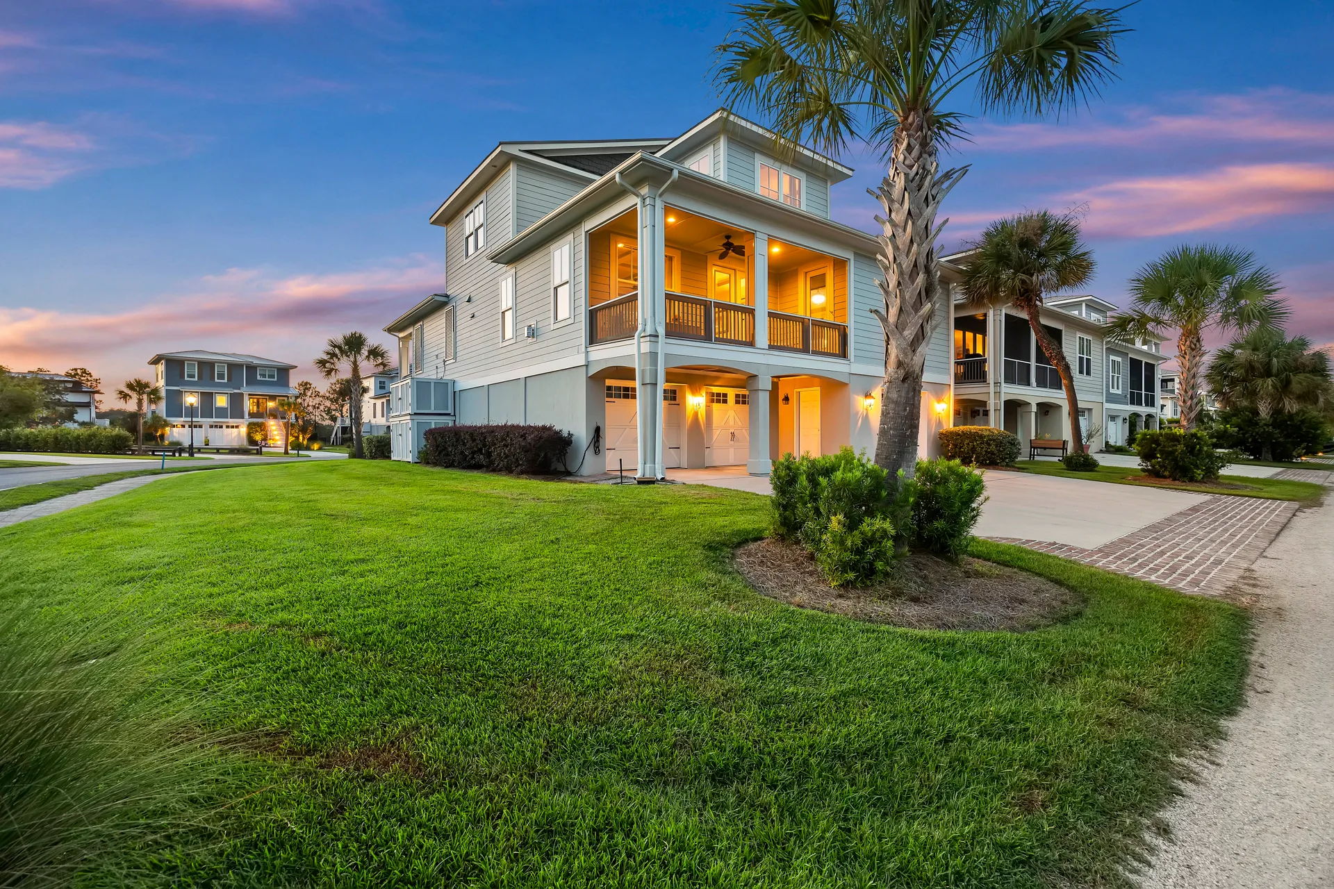 Exterior Facade at Twilight at 32 Hackney Pony Lane, Hilton Head Island SC