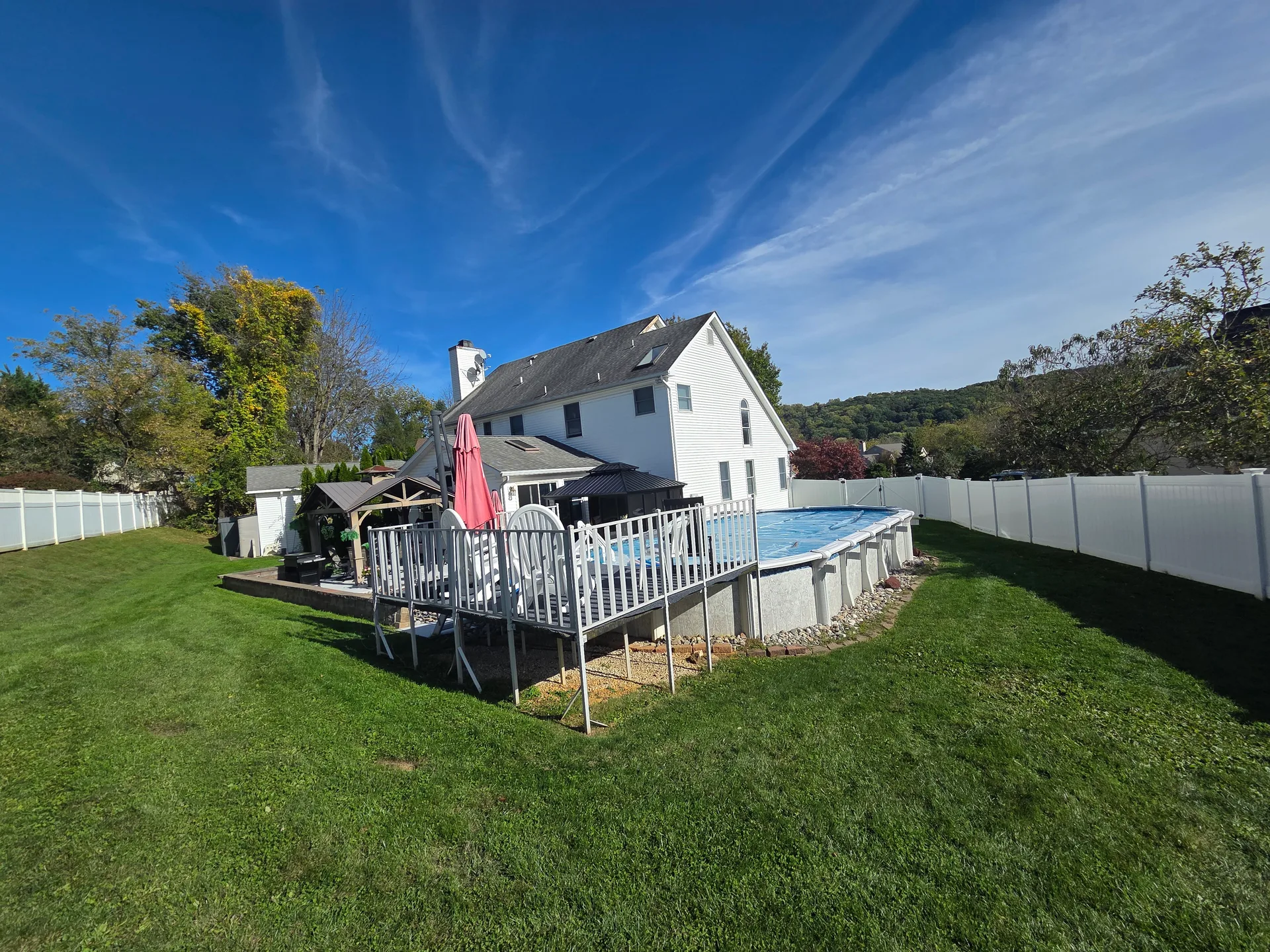 Backyard heated saltwater pool beside the Colonial at 1906 Grouse Court, Forks Township PA