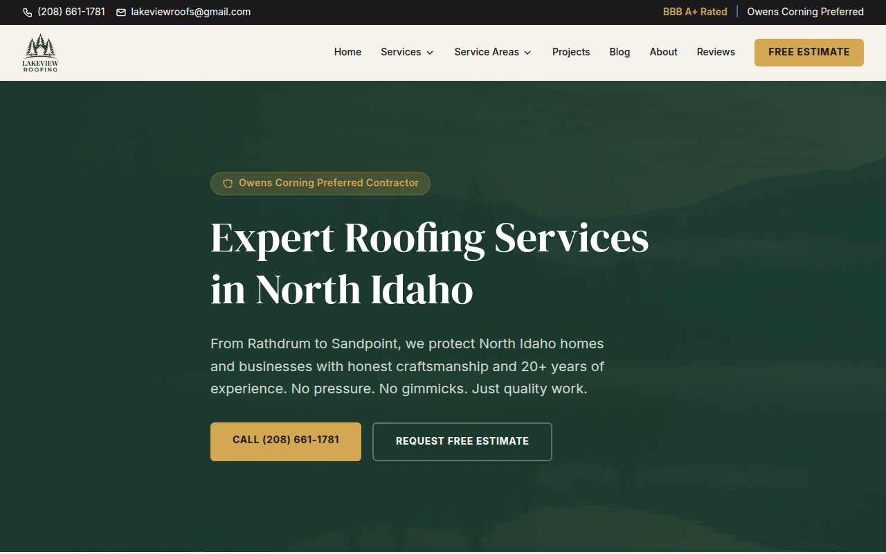 Lakeview Roofing website